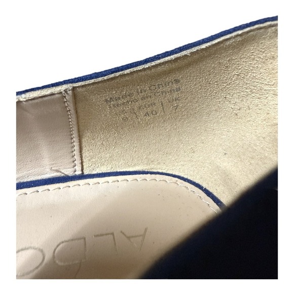 Aldo Low Block Heel Velvet Royal Blue Heels Size 9.5 Women Business Office Siren - Picture 6 of 6